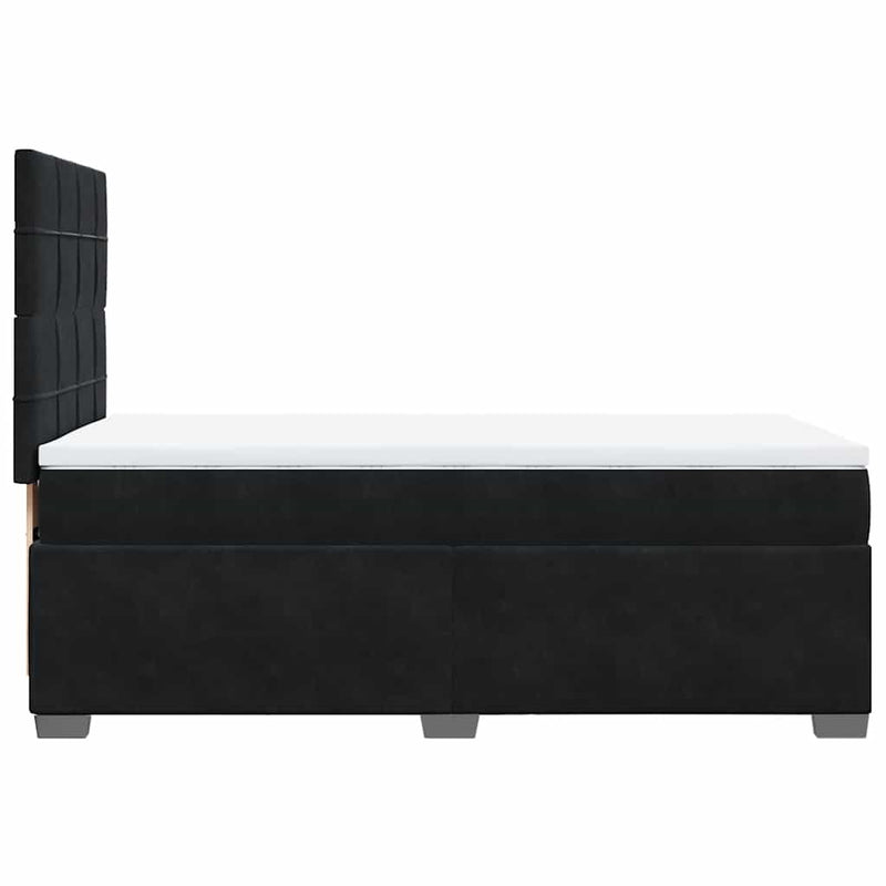 Box Spring Bed with Mattress Black King Single Velvet Payday Deals