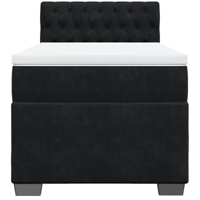 Box Spring Bed with Mattress Black King Single Velvet Payday Deals