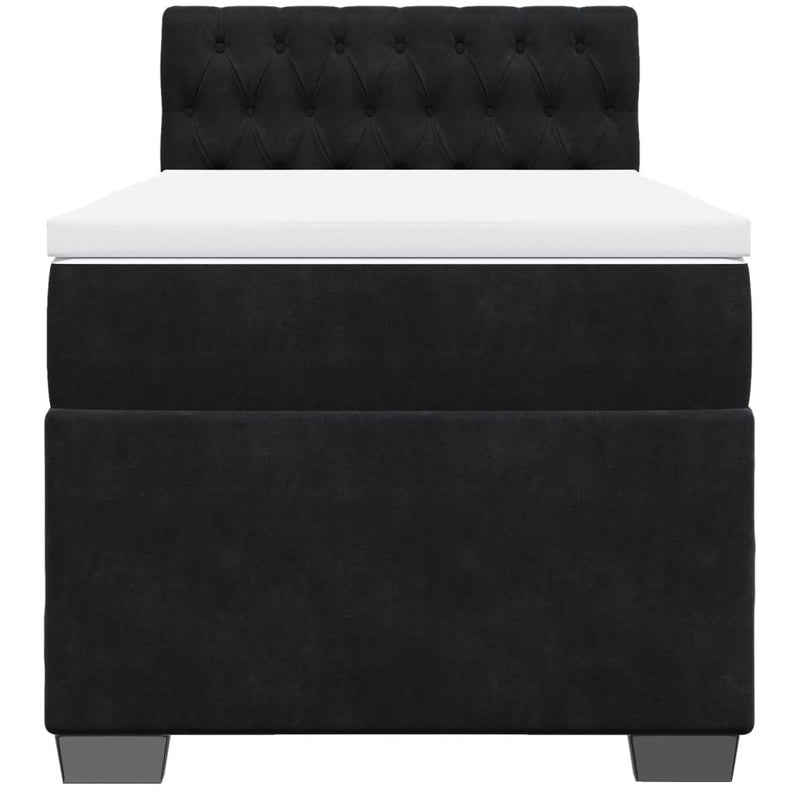 Box Spring Bed with Mattress Black King Single Velvet Payday Deals