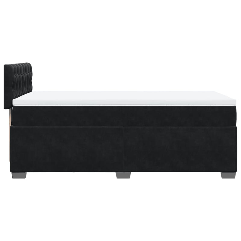 Box Spring Bed with Mattress Black King Single Velvet Payday Deals