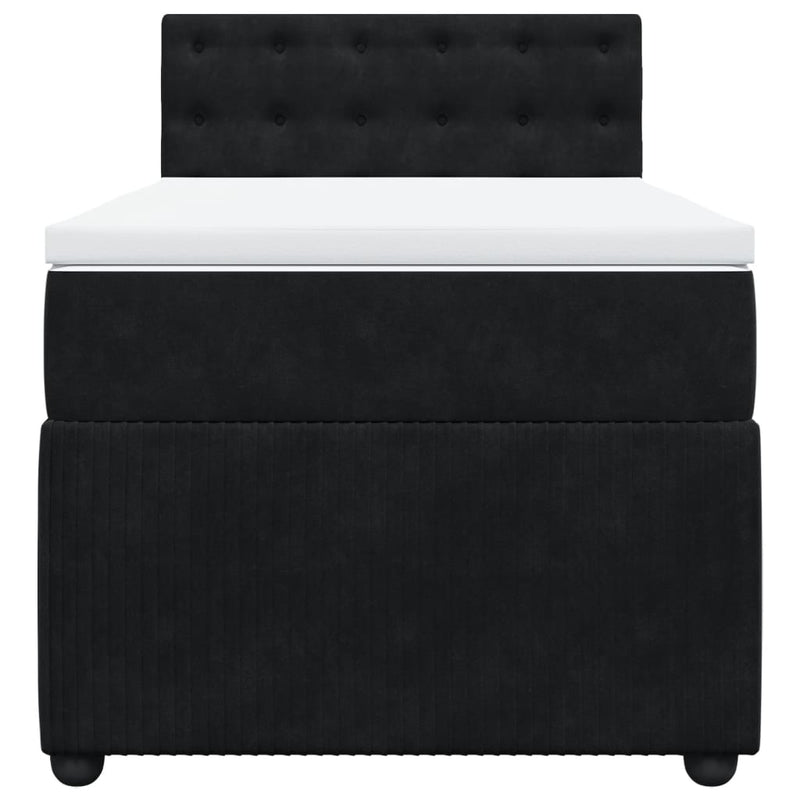 Box Spring Bed with Mattress Black King Single Velvet Payday Deals