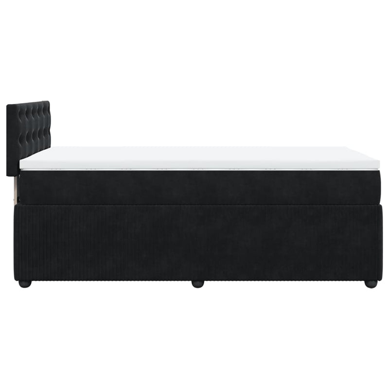 Box Spring Bed with Mattress Black King Single Velvet Payday Deals