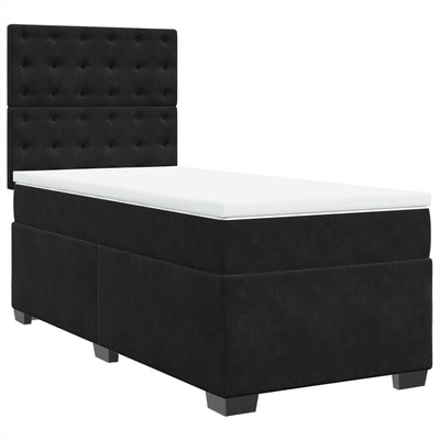 Box Spring Bed with Mattress Black King Single Velvet Payday Deals