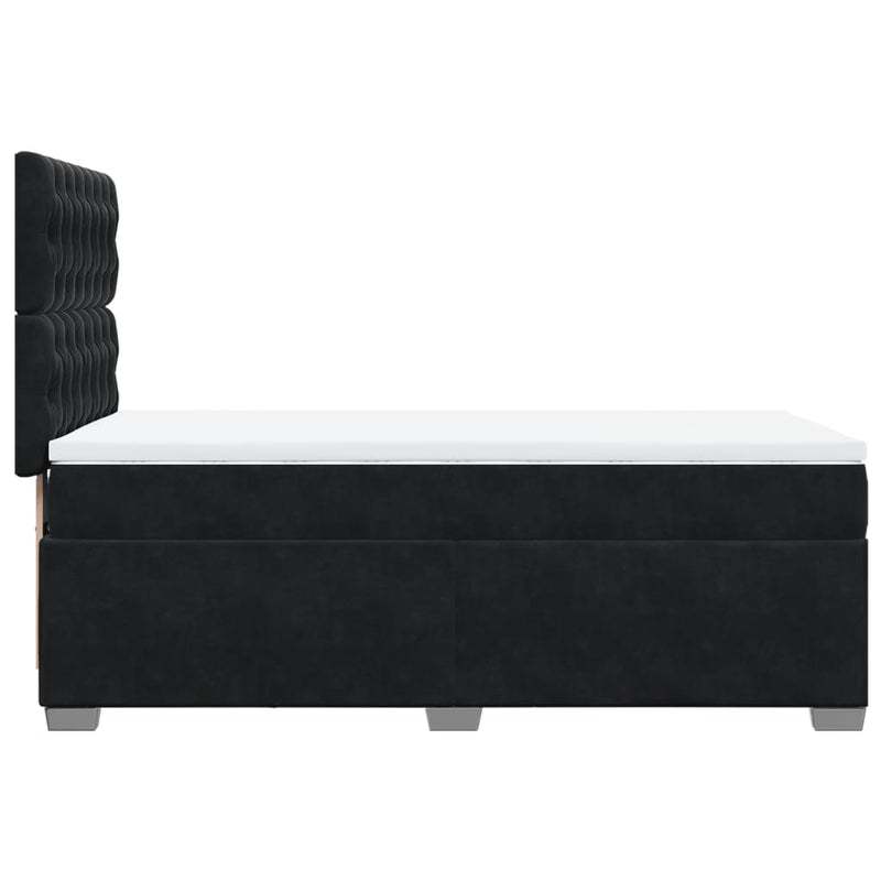 Box Spring Bed with Mattress Black King Single Velvet Payday Deals