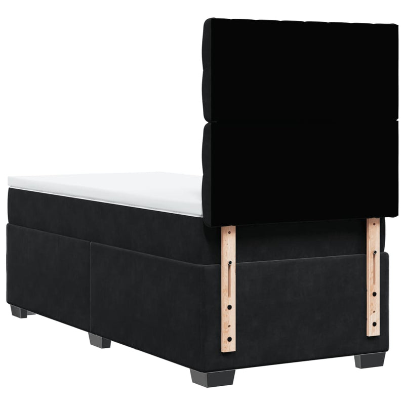 Box Spring Bed with Mattress Black King Single Velvet Payday Deals