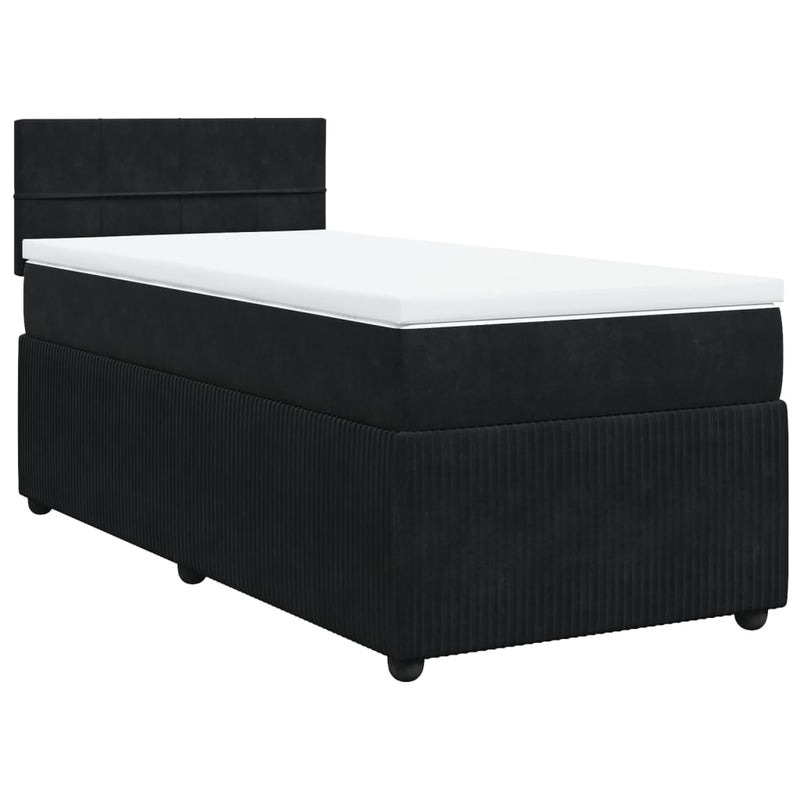 Box Spring Bed with Mattress Black King Single Velvet Payday Deals