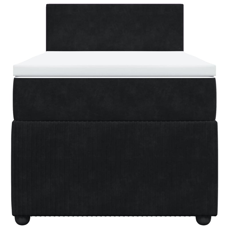 Box Spring Bed with Mattress Black King Single Velvet Payday Deals