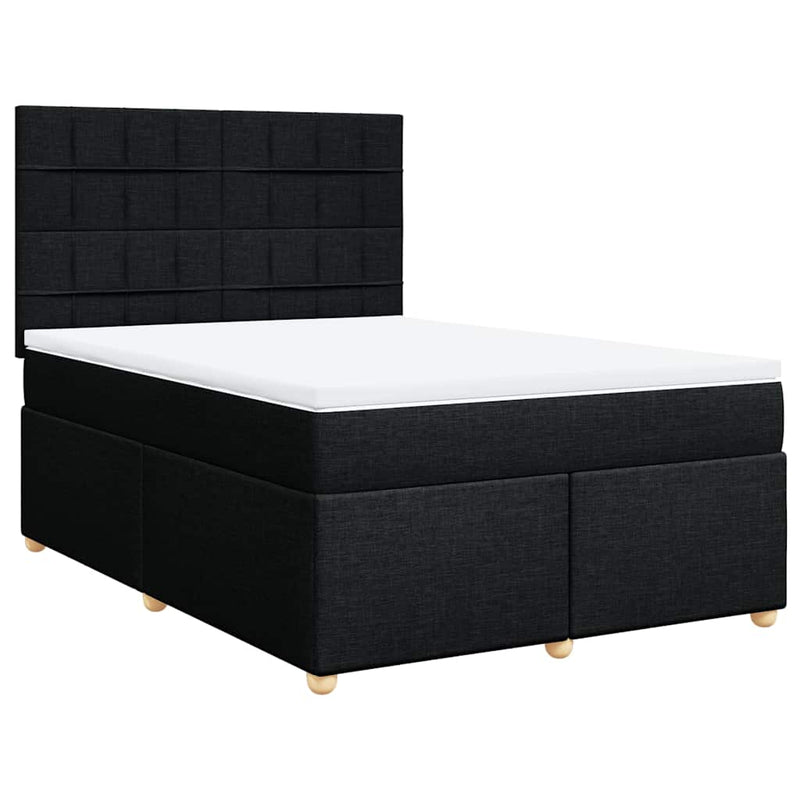 Box Spring Bed with Mattress Black Queen Fabric Payday Deals