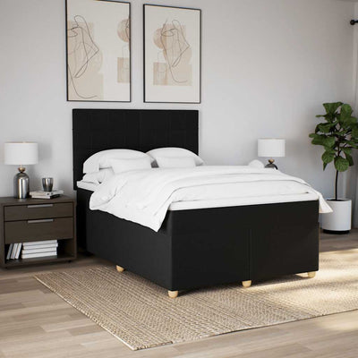 Box Spring Bed with Mattress Black Queen Fabric Payday Deals