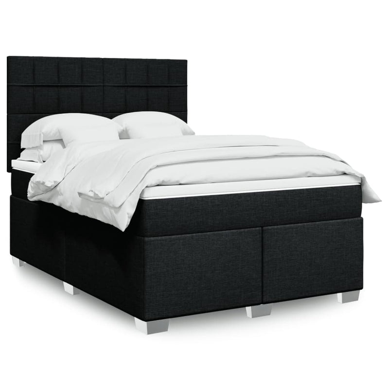 Box Spring Bed with Mattress Black Queen Fabric Payday Deals
