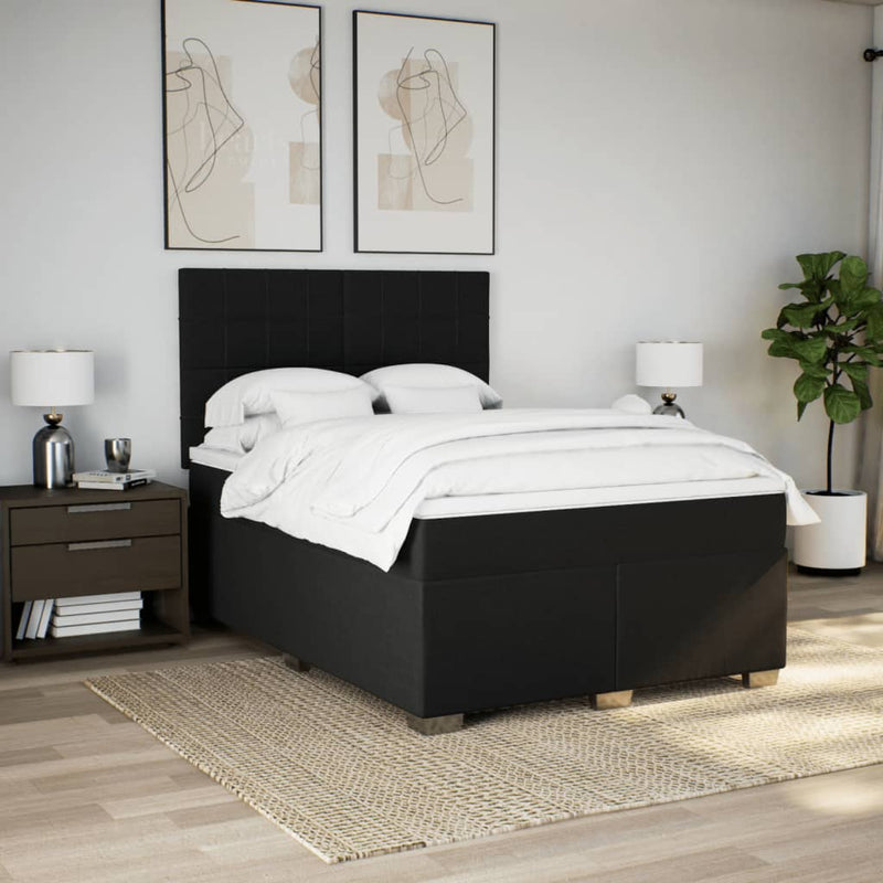Box Spring Bed with Mattress Black Queen Fabric Payday Deals