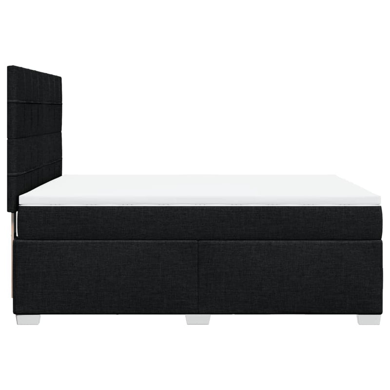Box Spring Bed with Mattress Black Queen Fabric Payday Deals
