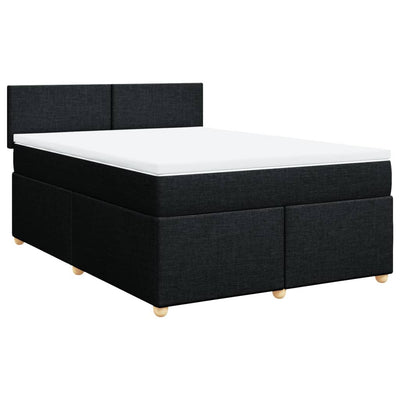 Box Spring Bed with Mattress Black Queen Fabric Payday Deals
