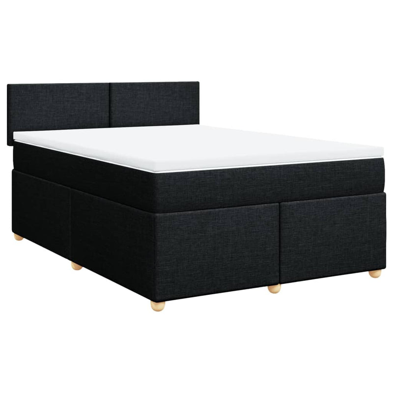 Box Spring Bed with Mattress Black Queen Fabric Payday Deals
