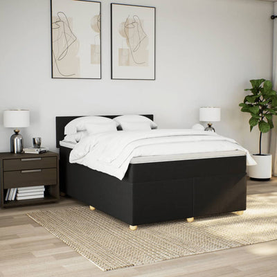 Box Spring Bed with Mattress Black Queen Fabric Payday Deals