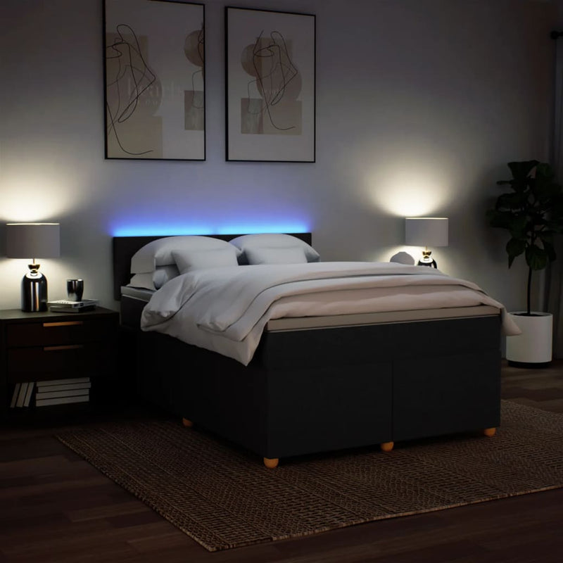 Box Spring Bed with Mattress Black Queen Fabric Payday Deals