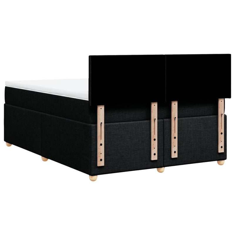 Box Spring Bed with Mattress Black Queen Fabric Payday Deals
