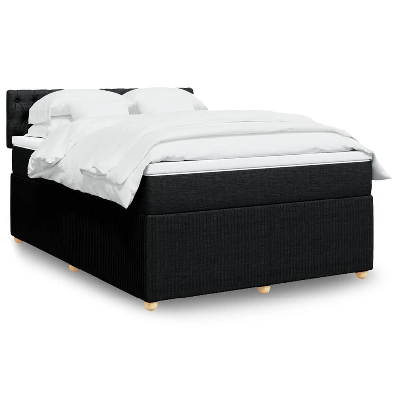 Box Spring Bed with Mattress Black Queen Fabric Payday Deals