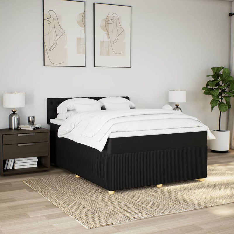 Box Spring Bed with Mattress Black Queen Fabric Payday Deals
