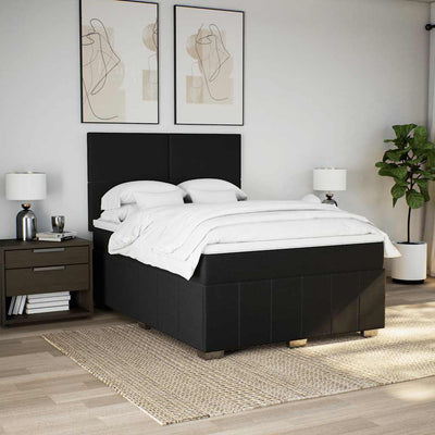 Box Spring Bed with Mattress Black Queen Fabric Payday Deals