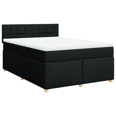 Box Spring Bed with Mattress Black Queen Fabric Payday Deals