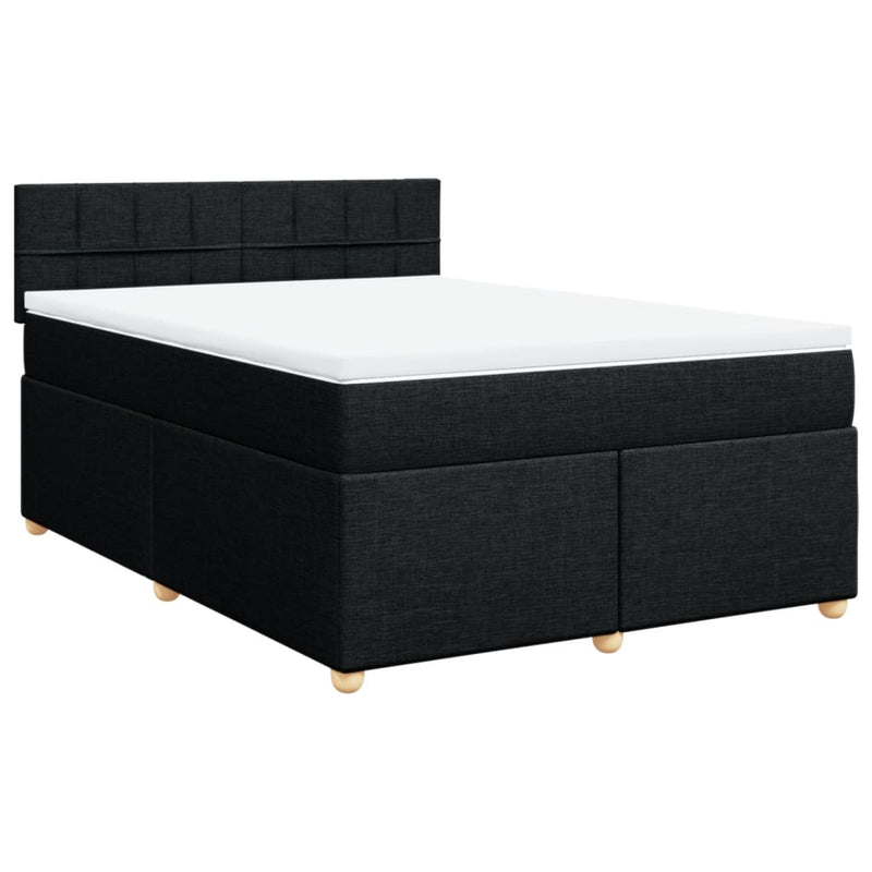 Box Spring Bed with Mattress Black Queen Fabric Payday Deals