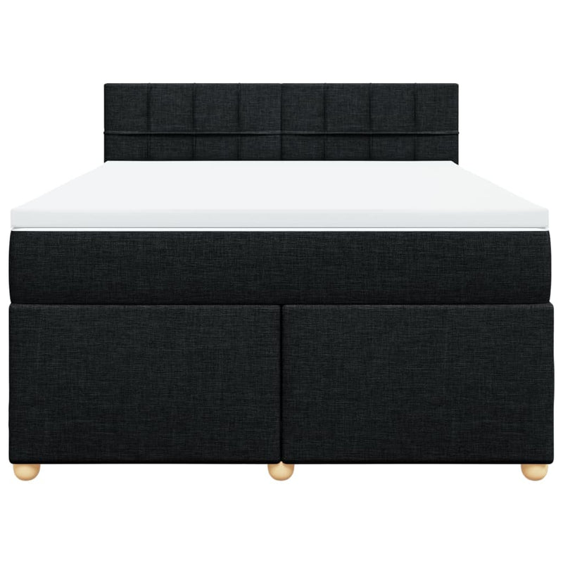 Box Spring Bed with Mattress Black Queen Fabric Payday Deals