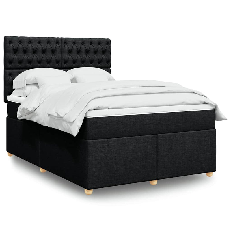Box Spring Bed with Mattress Black Queen Fabric Payday Deals