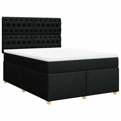 Box Spring Bed with Mattress Black Queen Fabric Payday Deals