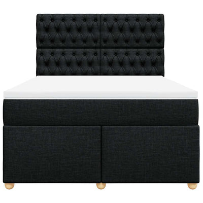 Box Spring Bed with Mattress Black Queen Fabric Payday Deals