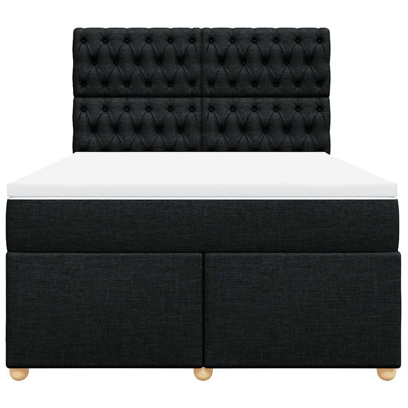 Box Spring Bed with Mattress Black Queen Fabric Payday Deals