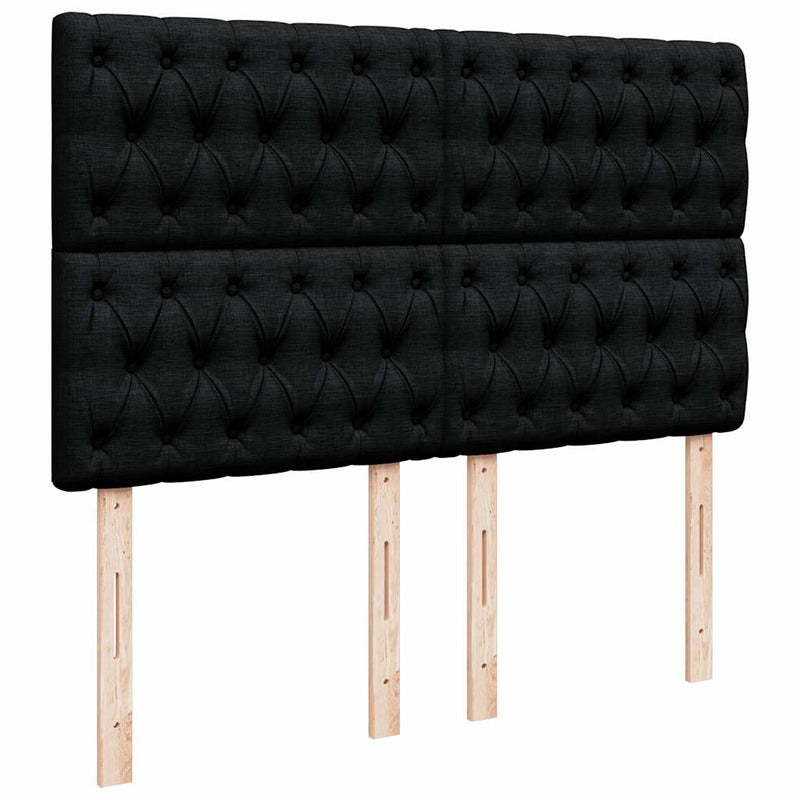 Box Spring Bed with Mattress Black Queen Fabric Payday Deals