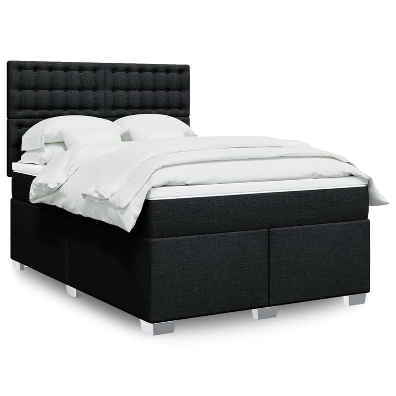 Box Spring Bed with Mattress Black Queen Fabric Payday Deals