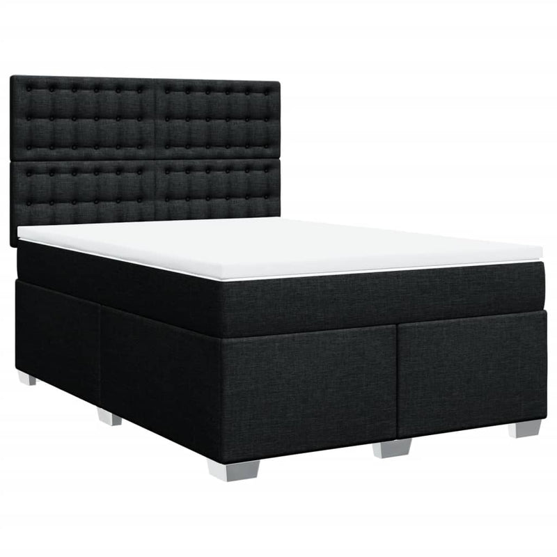 Box Spring Bed with Mattress Black Queen Fabric Payday Deals