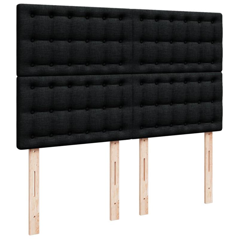 Box Spring Bed with Mattress Black Queen Fabric Payday Deals