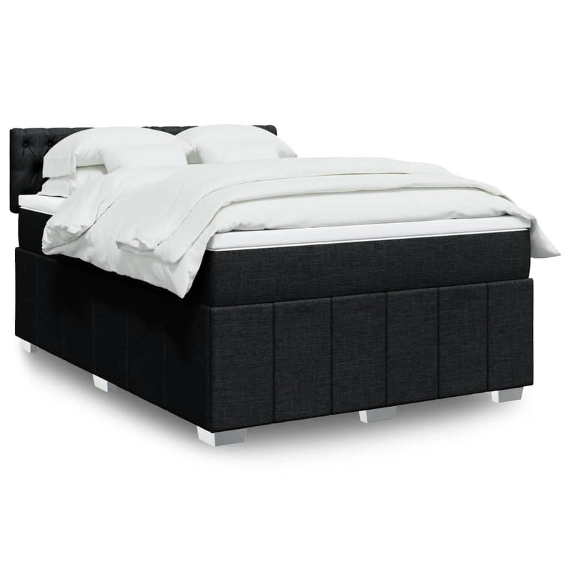Box Spring Bed with Mattress Black Queen Fabric Payday Deals