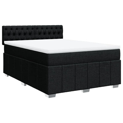 Box Spring Bed with Mattress Black Queen Fabric Payday Deals