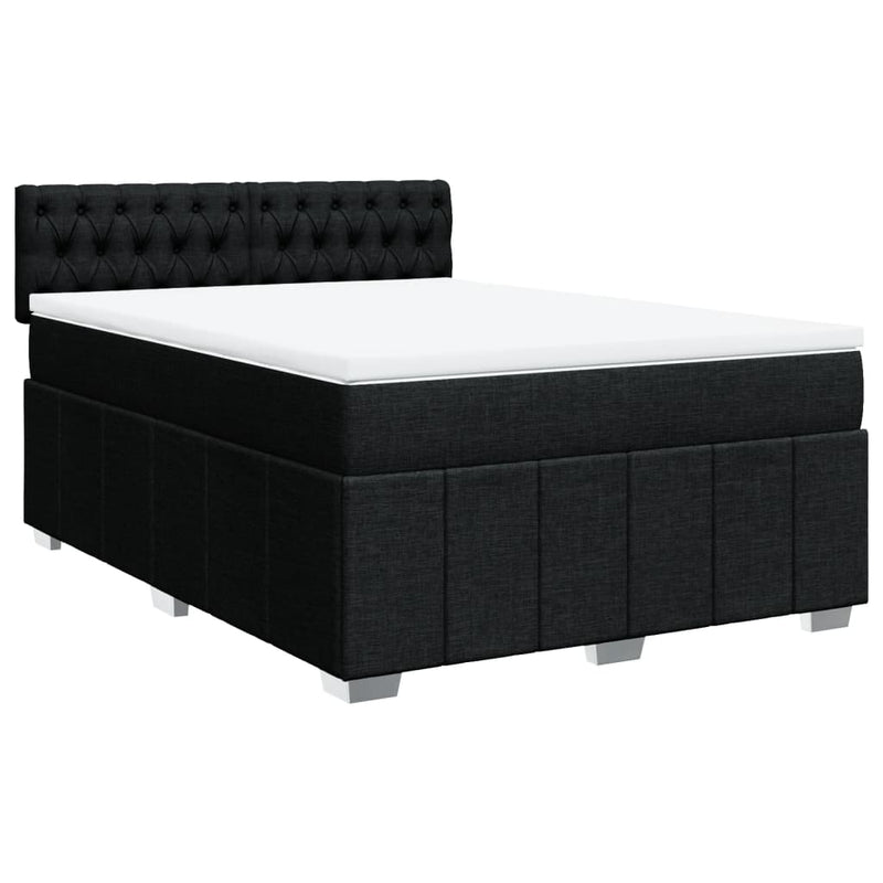 Box Spring Bed with Mattress Black Queen Fabric Payday Deals
