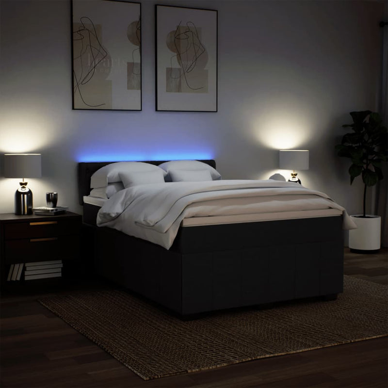 Box Spring Bed with Mattress Black Queen Fabric Payday Deals