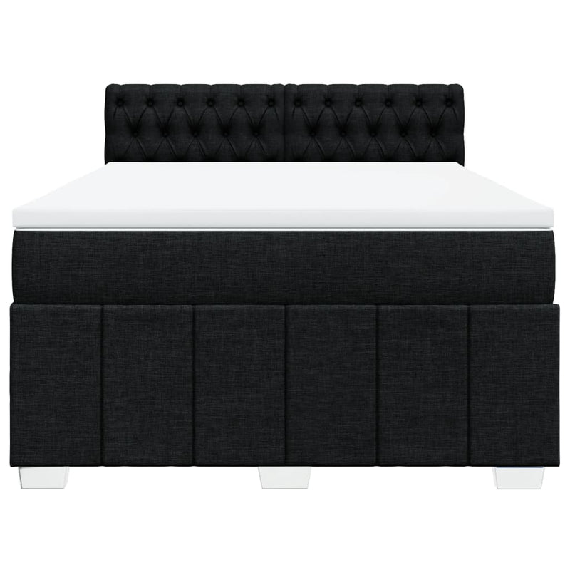 Box Spring Bed with Mattress Black Queen Fabric Payday Deals