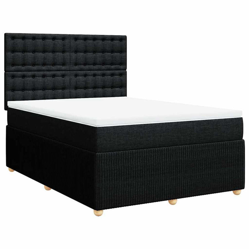 Box Spring Bed with Mattress Black Queen Fabric Payday Deals