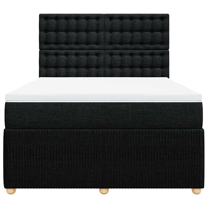 Box Spring Bed with Mattress Black Queen Fabric Payday Deals