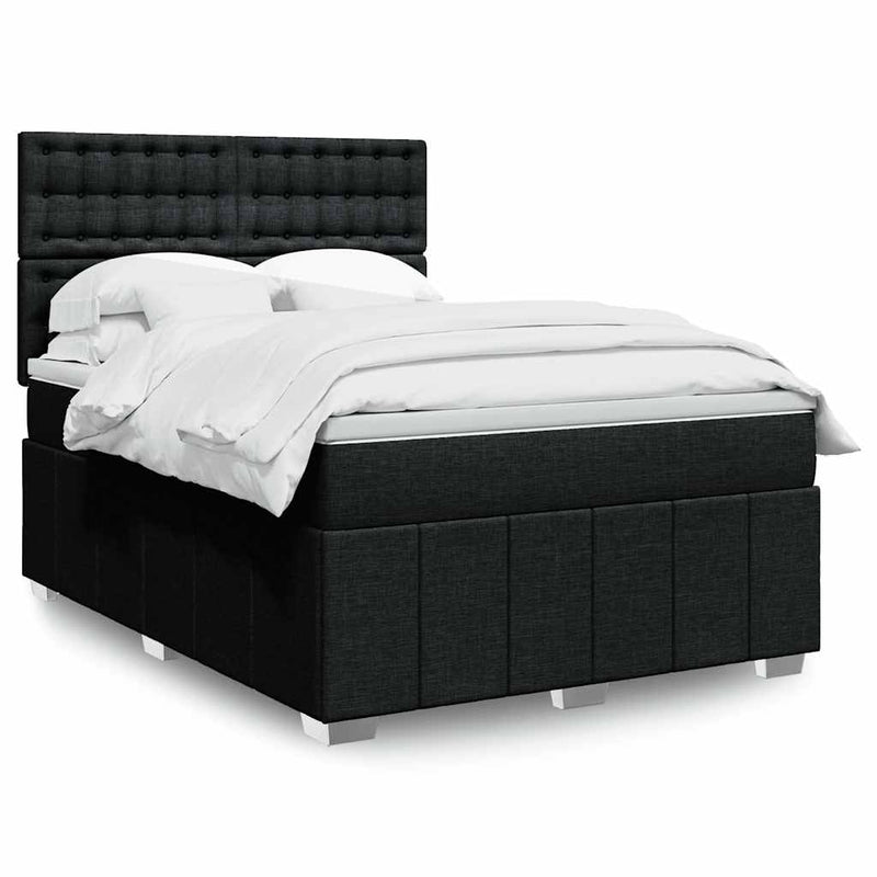 Box Spring Bed with Mattress Black Queen Fabric Payday Deals