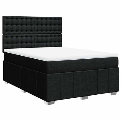 Box Spring Bed with Mattress Black Queen Fabric Payday Deals