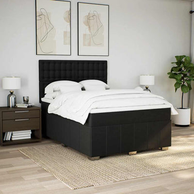 Box Spring Bed with Mattress Black Queen Fabric Payday Deals
