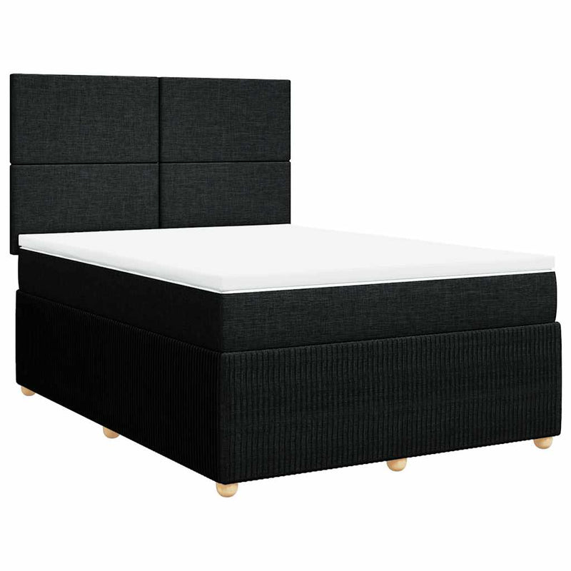 Box Spring Bed with Mattress Black Queen Fabric Payday Deals