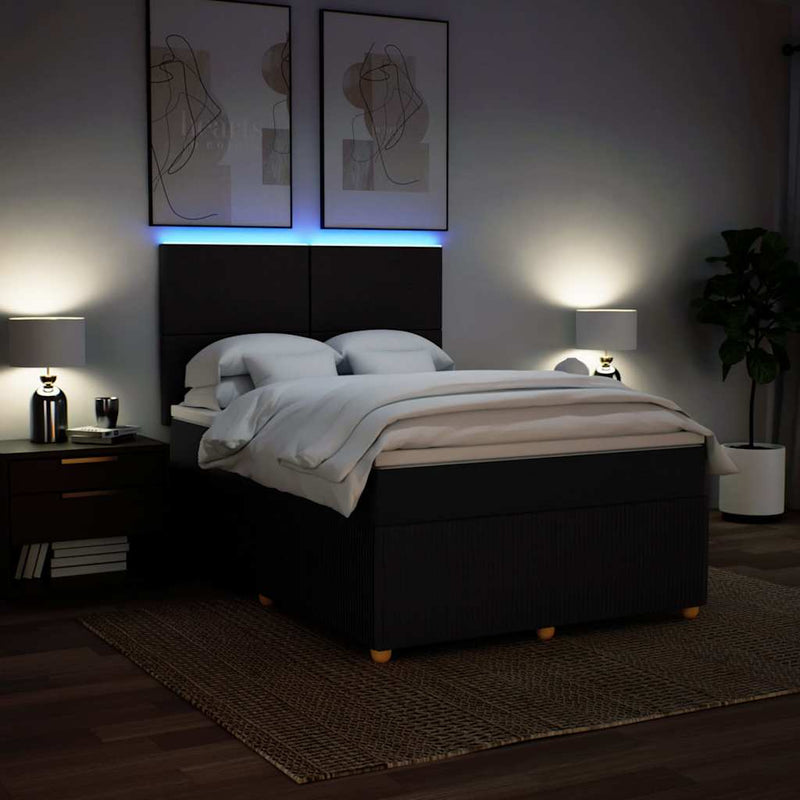 Box Spring Bed with Mattress Black Queen Fabric Payday Deals