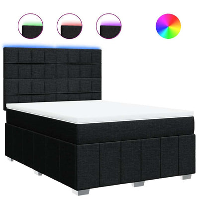 Box Spring Bed with Mattress Black Queen Fabric Payday Deals