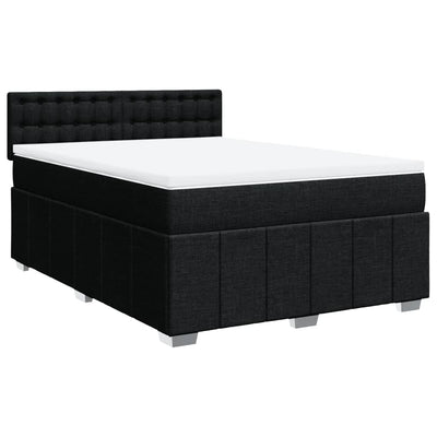Box Spring Bed with Mattress Black Queen Fabric Payday Deals
