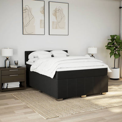 Box Spring Bed with Mattress Black Queen Fabric Payday Deals